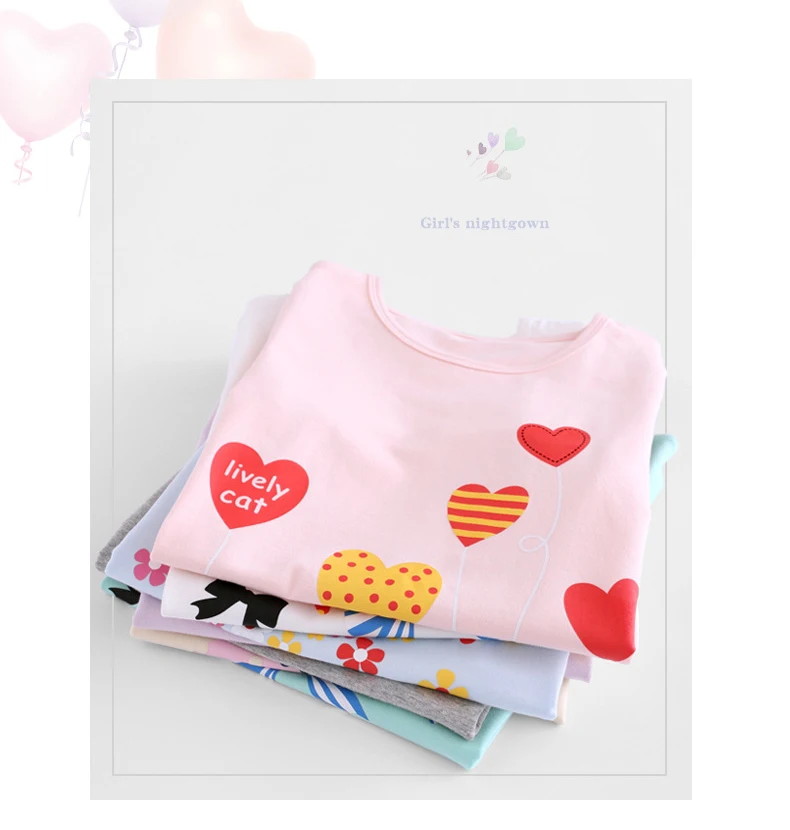От 4 до 15 лет хлопок Дети Девочки ночные рубашки Новая Пижама Платье домашняя пижама для подростков детская одежда для сна для маленьких девочек летняя одежда