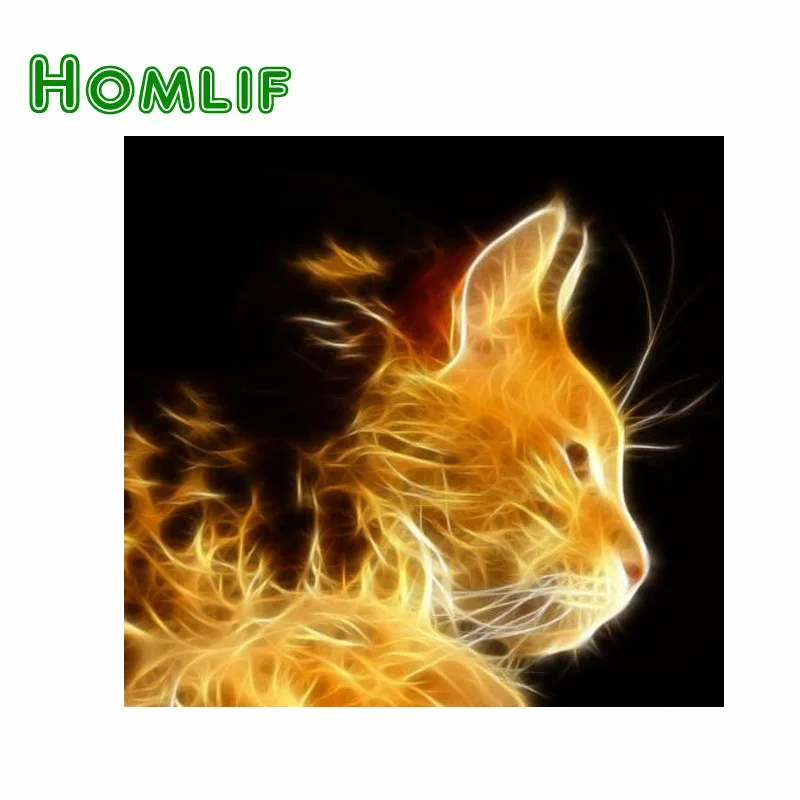 Homlif 5D поделок алмаз вышивка площадь Rhinestone кошка Устанавливает алмазов картина