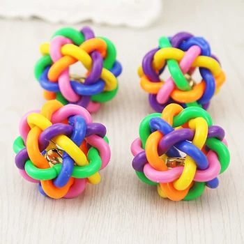 

New Popular Puppy Dog Toys Ball With Bell For Small Dogs Pet Ball Rainbow Color Chew Toys Play For Teeth Training Pet Products
