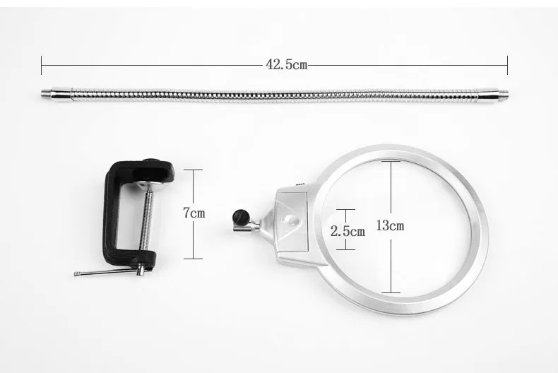 Лампа-Лупа с гибким увеличительным горлом, Настольный зажим, пластиковые папки, металлическая лошадь 2X-5X 130 мм, линза, лупа для ремонта, лупа