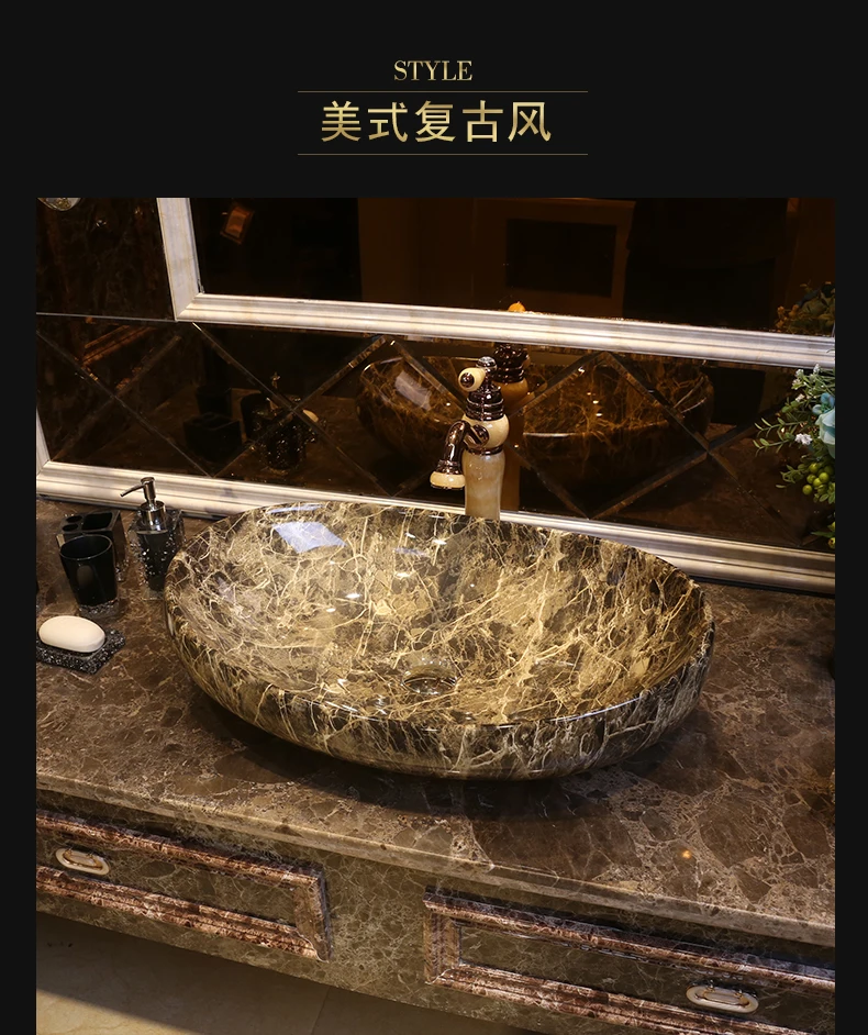 Europe Style Handmade Countertop Ceramic Bathroom Basin Bathroom wash basin bathroom sink painted   (4)