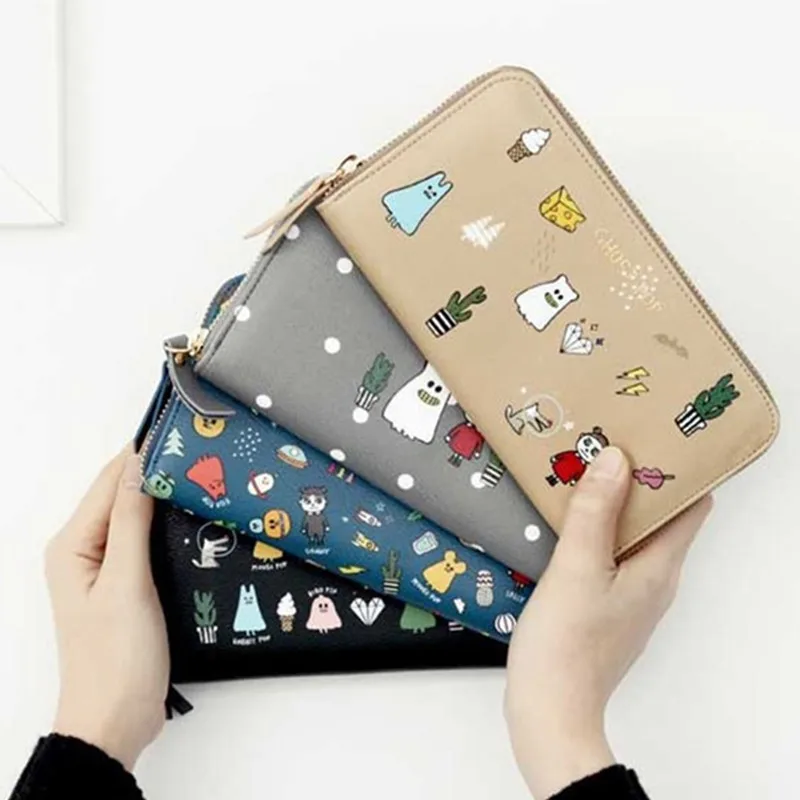 

Canvas Travel Passport Holder Cover Multifunction Credit Card Package ID Storage Organizer Clutch Money folder cartoon Bag