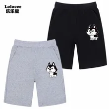 Детские спортивные шорты с героями мультфильмов для мальчиков свободные шорты для малышей г. летние детские штаны с эластичной резинкой на талии для мальчиков умилительный Хаски с принтом собаки