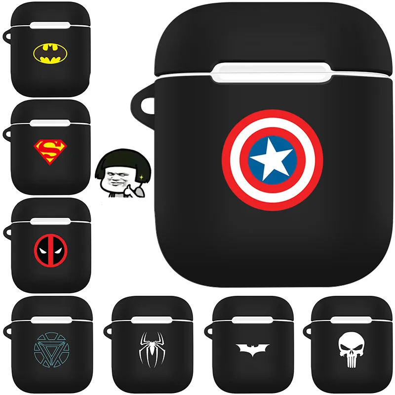 

Marvel Style Matte Feel Earphone Case For Apple Airpods Accessories Cartoon Protective Case Dust-proof Decor Cover With Hook