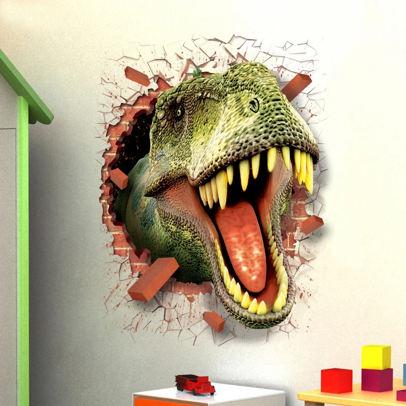 

Jurassic dinosaur 3D stereo wall stickers stickers creative decor stickers car broken wall stickers children's room statue toys