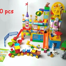 GOROCK 230 шт. Большие размеры строительные блоки кирпичный замок Поезд парк развлечений колесо обозрения детские развивающие игрушки совместим с Duplo