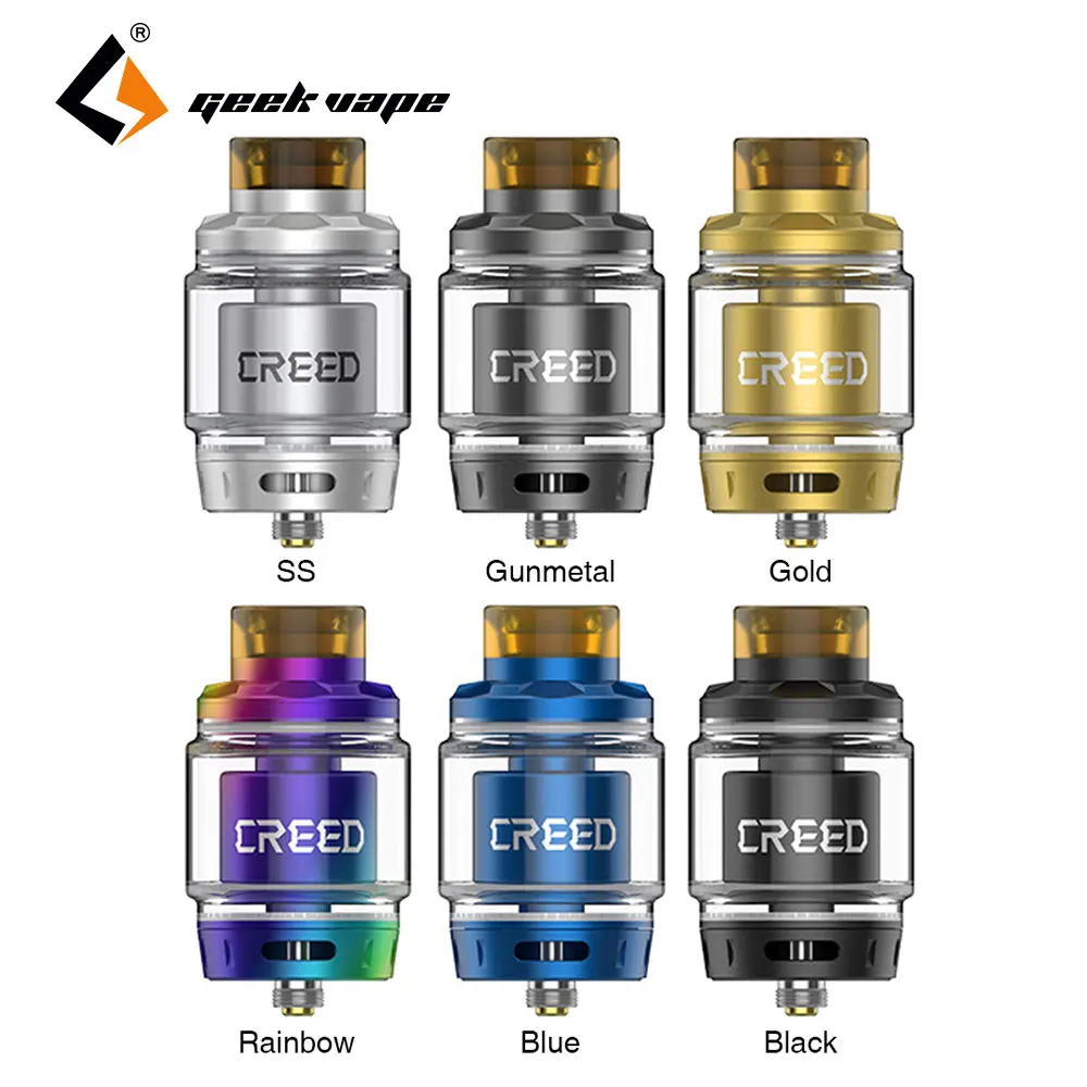 

Original Geekvape Creed RTA 6.5ml Capacity Rebuildable Tank Atomizer Three Internal Airflow Dual Post Build Decks E-cig Tank