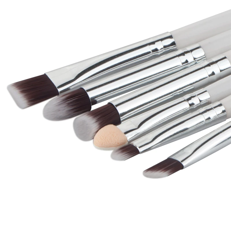 6pcs Makeup Brushes Set Silver Soft Thick Nylon Eye Shadow Powder