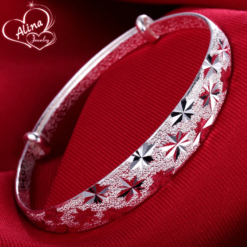 

2015 New Sterling Silver Jewelry Bangle S999 Fine Silver Bangles for Women Silver S999 Jewelry Charm Bracelets & Bangles Pulsera