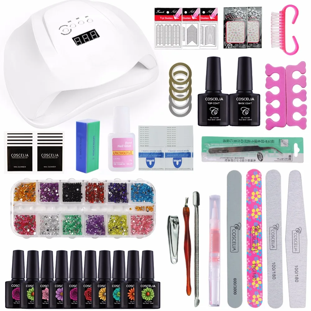 

COSCELIA Manicure Set Nail Set UV LED UV Lamp For Nail Dryer Nail Gel Polish Soak Off 10pc Gel Polish Kit For Nail Art Tools