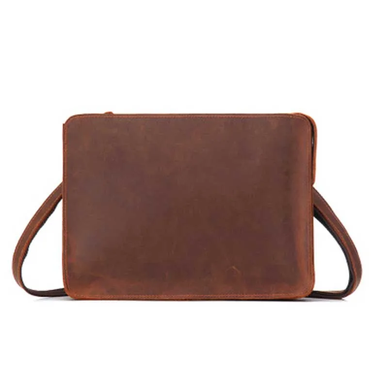 

Men Handbags Crazy Horse Genuine Leather Crossbody Bags Fashion Male Shoulder Messenger Bags Flap Bolsos business travel Gifts