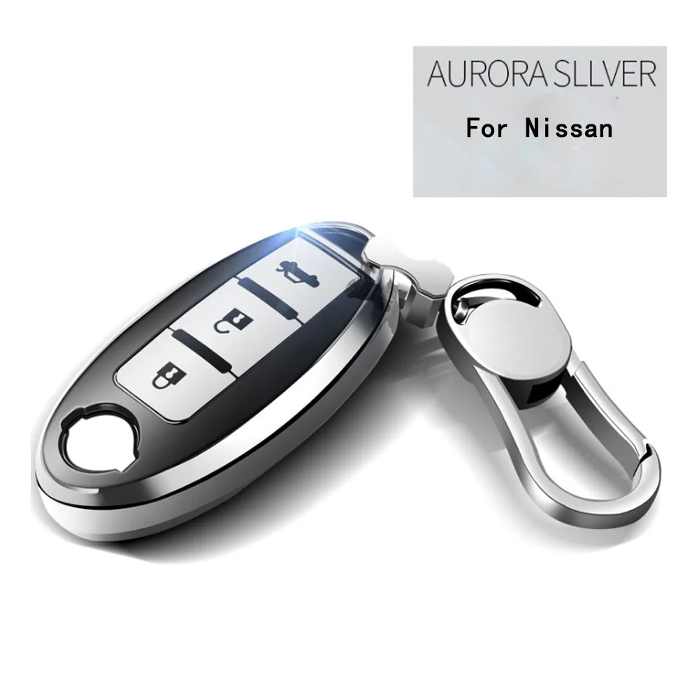 Автомобильный ключ чехол для ключей для Nissan Qashqai J10 J11 X-Trail t31 t32 ногами Tiida Pathfinder Мурано Примечание Juke аксессуары - Название цвета: Silver Metal Buckle