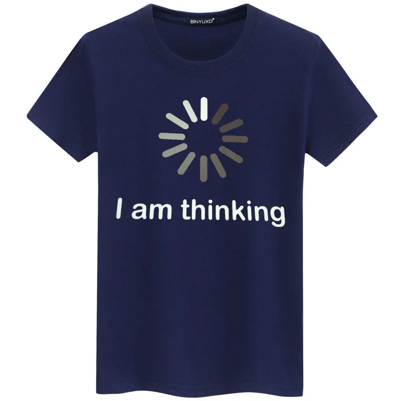 BINYUXD Men's t Shirts Summer Brand Casual O-Neck short sleeve T-shirt mens I'm thinking funny printing Men's Tee Shirts