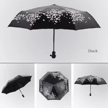Автоматический складной зонт с цветком вишни, женский зонт с черным покрытием, защита от УФ-лучей, зонт с цветком сакуры, Женский Зонт от дождя, зонт от солнца