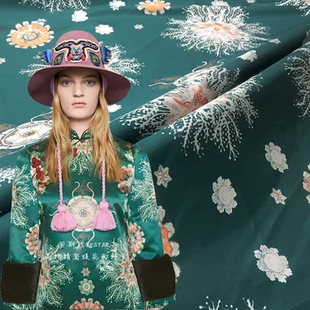 

HLQON chemical fiber jacquard brocade polyester palace style fabric for felt patchwork dress sewing women tissue clothing