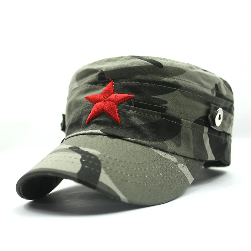 Kagenmo Военная фуражка с камуфляжом Летняя тонкая бейсболкаШляпа защитная от солнца со пятиконечной звездой - Цвет: F