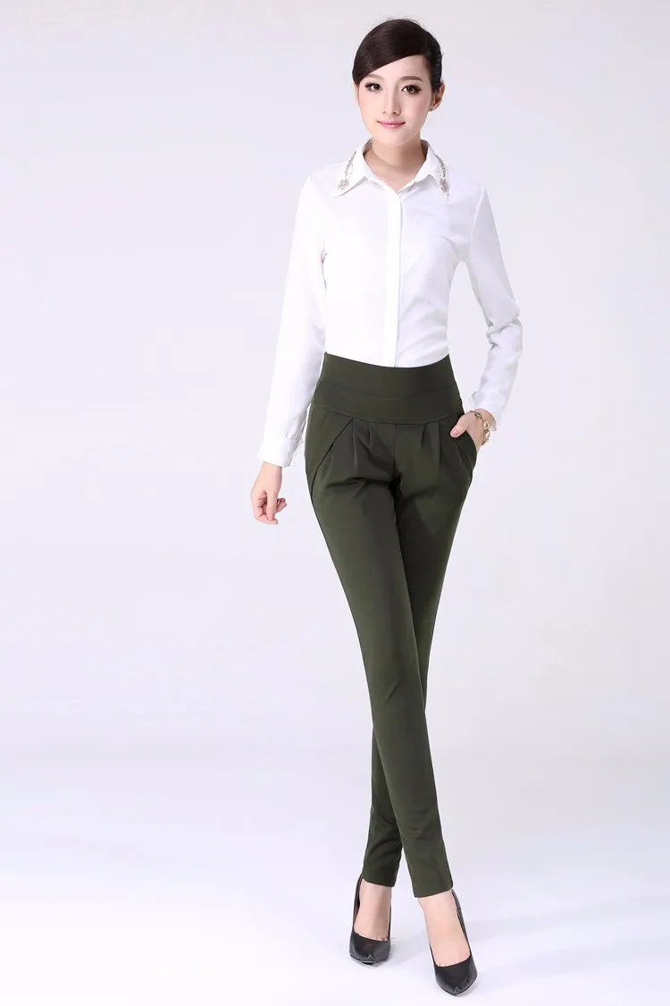 Новые модные женские элегантные повседневные шаровары с высокой талией, офисные свободные штаны с карманами размера плюс 6XL, женские зимние штаны