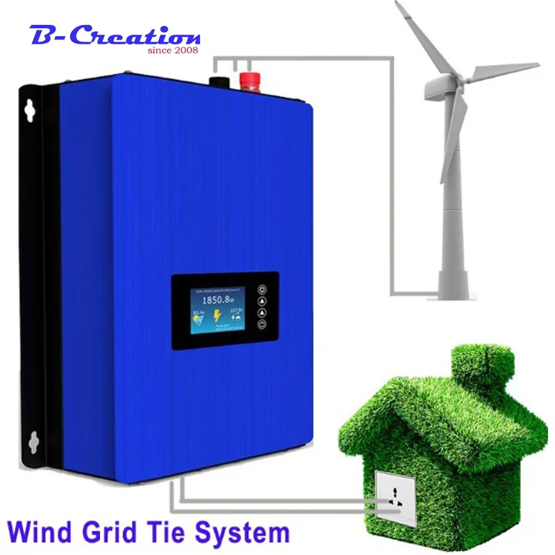 2000W Windmill Generator 3 FRP Blades with On Grid Type Wind Inverter