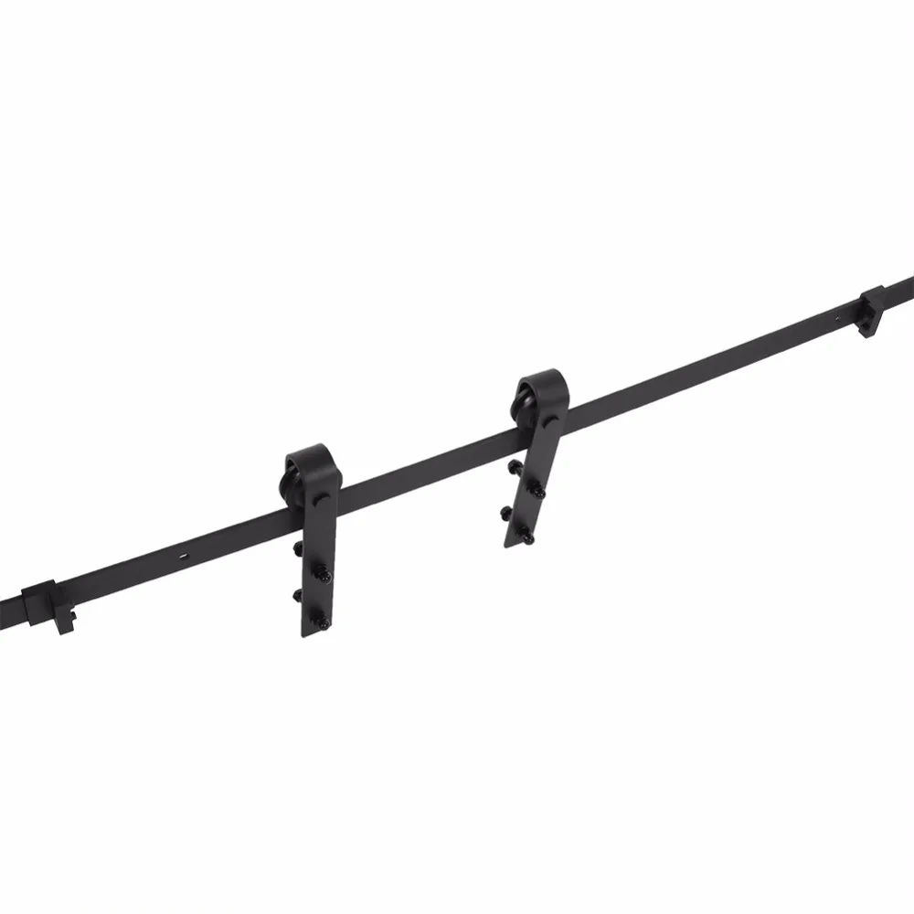2 M pesados accesorios de puerta corrediza de Granero Hardware de la puerta de madera de acero de carril de deslizamiento de pista negro Kit de Hardware de la puerta accesorios - 4