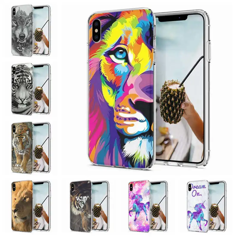 Soft Phone Case For iPhone X XS XR Covers TPU Colorful Unicorn Lion Leopard Pattern Fundas iPhone6 7 8 Max E043 |