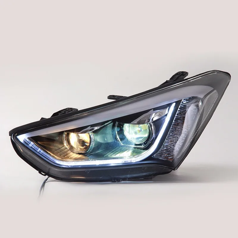 Автомобильные аксессуары, Головной фонарь для hyundai Santafe IX45 2013- H7, ленточный головной светильник, передняя фара