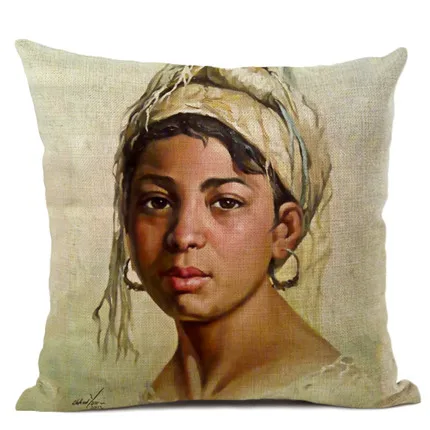 Художественная подушка для африканской женщины, художественная подушка, чехол для подушки с акварельным рисунком танцующей Африканской леди, льняной чехол для подушки - Цвет: 12