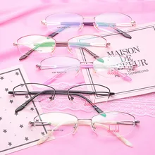 Близорукие очки женские деловые легкие металлические очки полуоправы офисные белые-воротник удобные оптические оправы