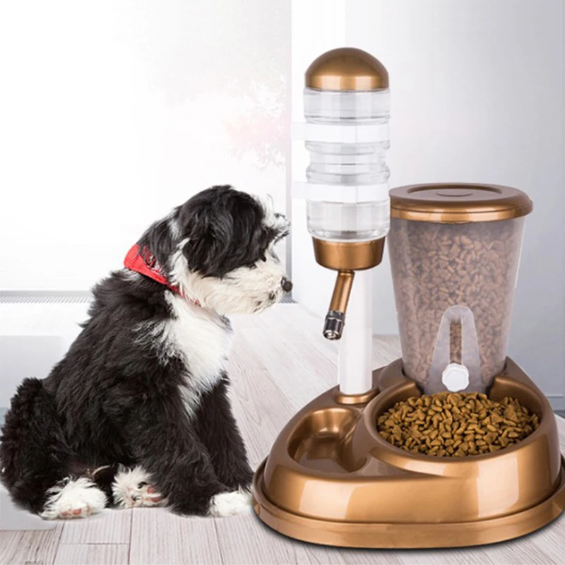 

Ship US Pet Automatic Feeder Dog Cat Multi-Functional Large Capacity Food Bowl Water Dispenser Pup Kitten Supplies