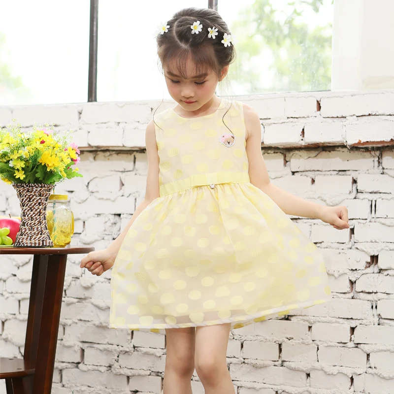 2016 bow o neck tutu summer cute mesh princess dress wedding dresses girls birthday party dresses