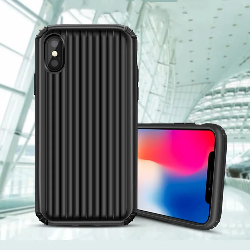 Роскошный чехол для чемодана iPhone X Xr Xs Max с узором в полоску из ТПУ + PC задняя крышка