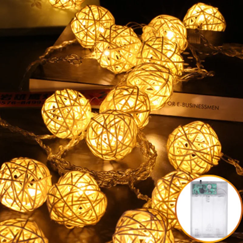 20 светодиодных ротанговых шаров Luminaria сказочные декоративные световые гирлянды