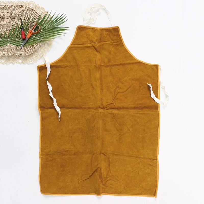 

New Welding Apron Leather Safety Bib Welders Labor Work Protective Cloth