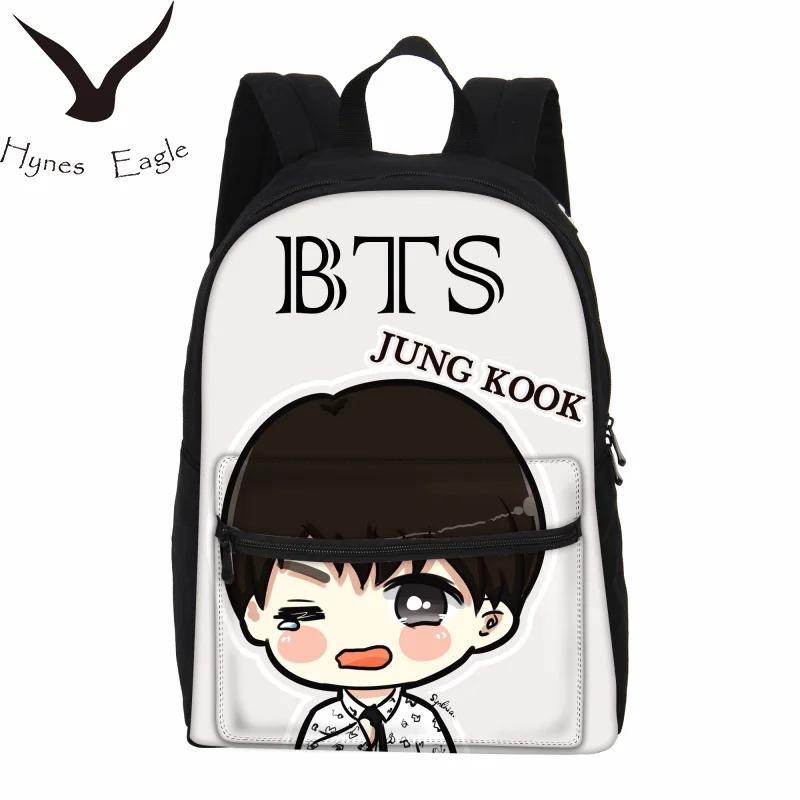 

Hynes Eagle 2018 BTS Printing Backpack Women Canvas Backpack School Shoulder Bag Fashion Girls BTS Cartoon Cute Backpack Laptop
