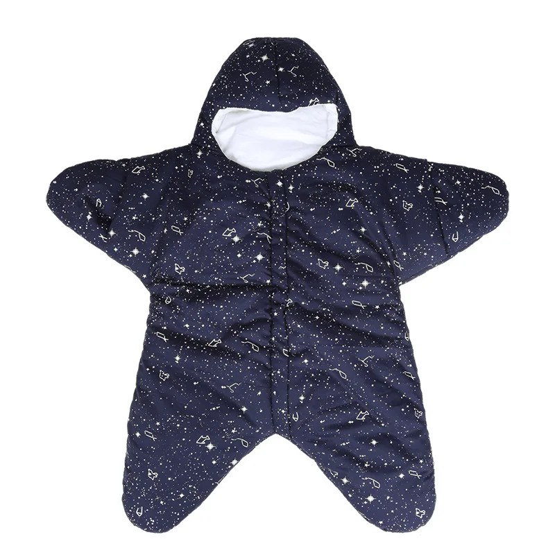 Детский спальный мешок в форме звезды, мягкий теплый ветрозащитный Многофункциональный наружный детский спальный мешок, фланелевый внутренний От 0 до 2 лет, спальный мешок для младенцев - Цвет: Dark Blue