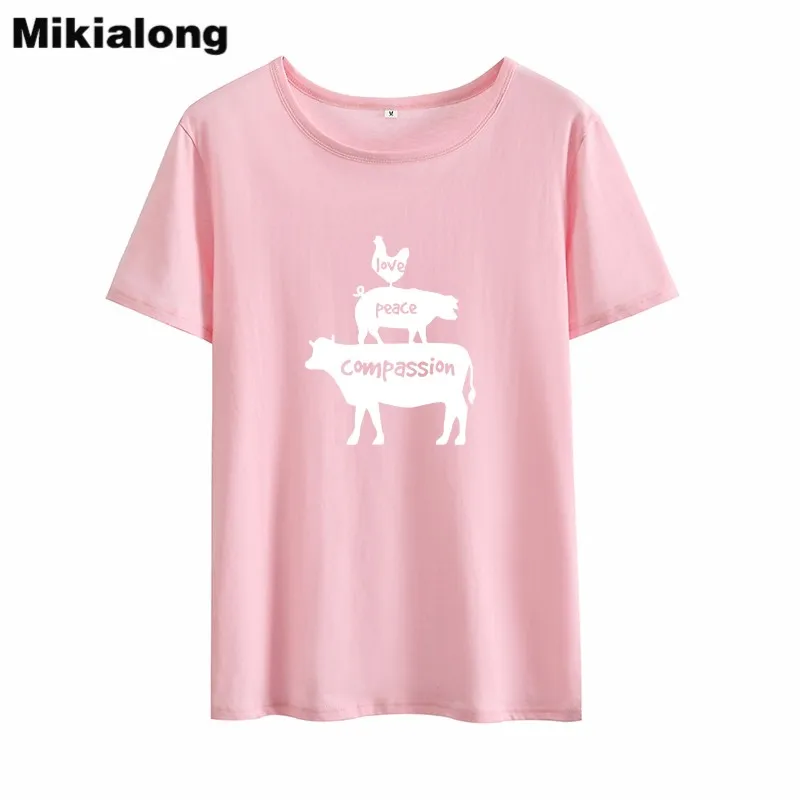 Mrs Win LOVE PEACE COMPASSION Vegan T Shirt Women Tops