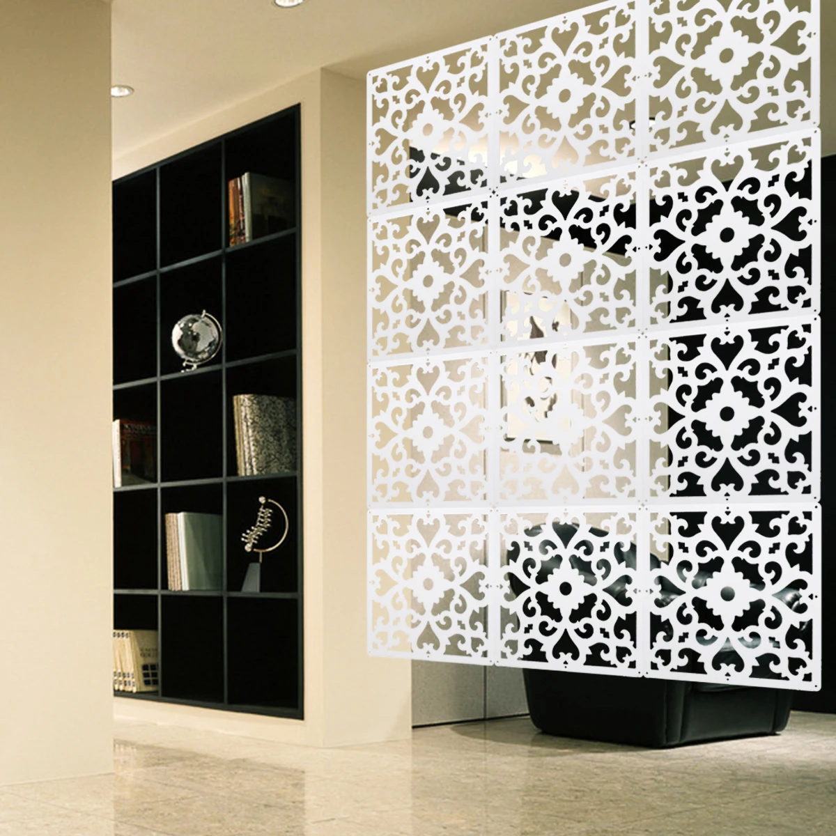 

Wall Hanging Room Screen Divider 12Pcs/Lot PVC Curtain Panels Partition Screens Carved Space Division Home Decoration Crafts