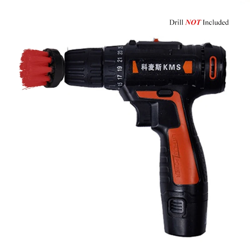 2 inch Drill Power Scrub Clean Brush For Leather Plastic Wooden Furniture Car Interiors Cleaning Power Scrub Red