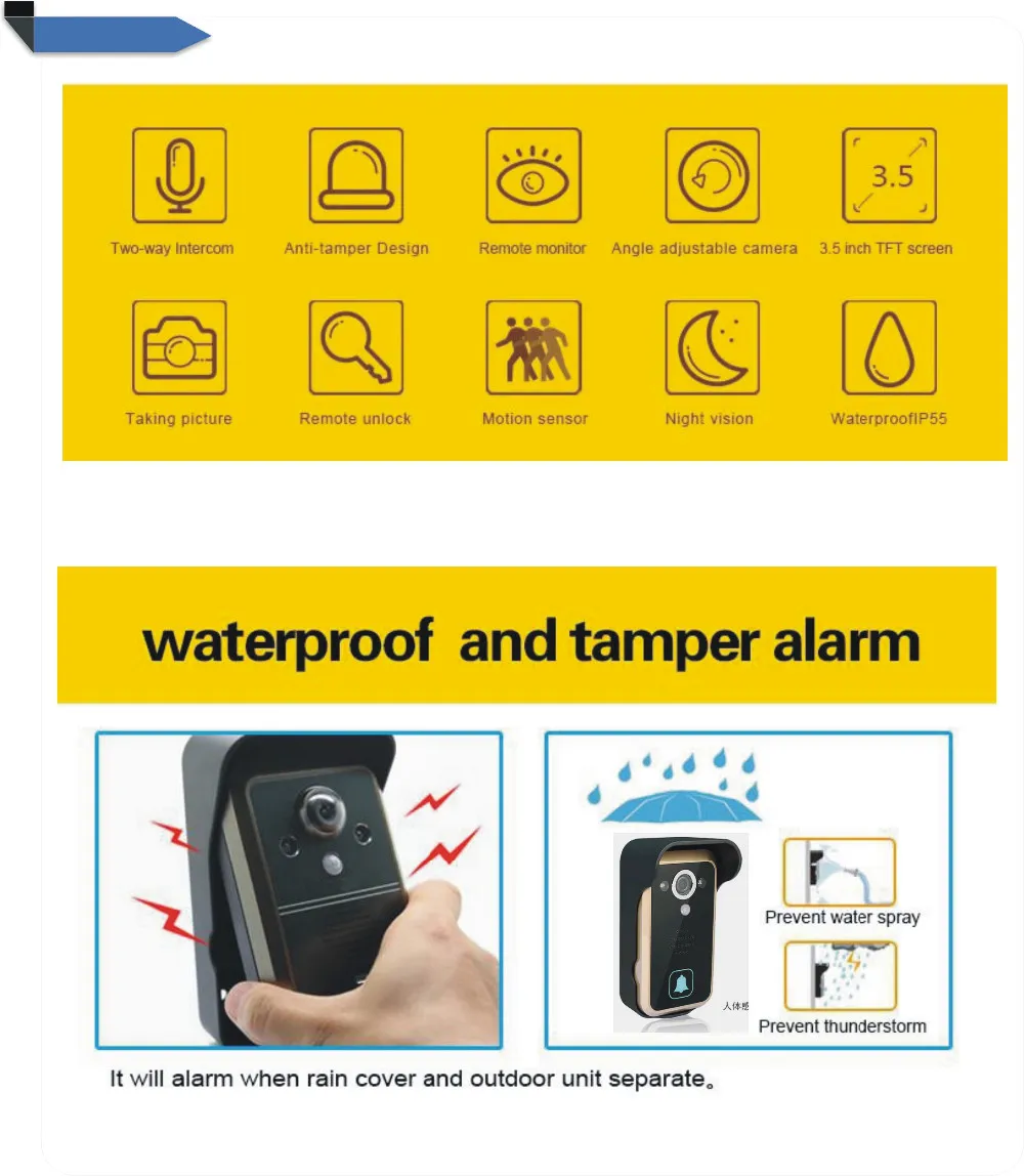 Бесплатная доставка js305a 2.4 г Беспроводной Дверные звонки открытый Камера и крытый монитор непромокаемые Интерком Dual Аудио 300 м