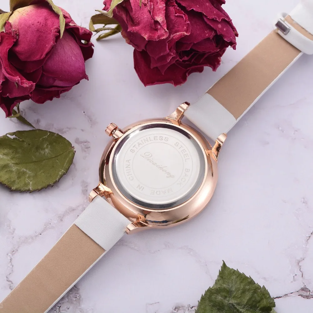 3D Embossed Flowers Watches For Women Pearls Macaron Leather Girls Creative Quartz Clock Ladies Bracelet Wrist Watch