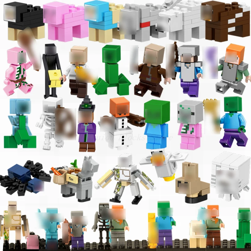 

Single Sale Legoing Minecraft Building Blocks Toys Zombie Steve Alex Creeper Enderman Action Figures Bricks Compatible Legoings