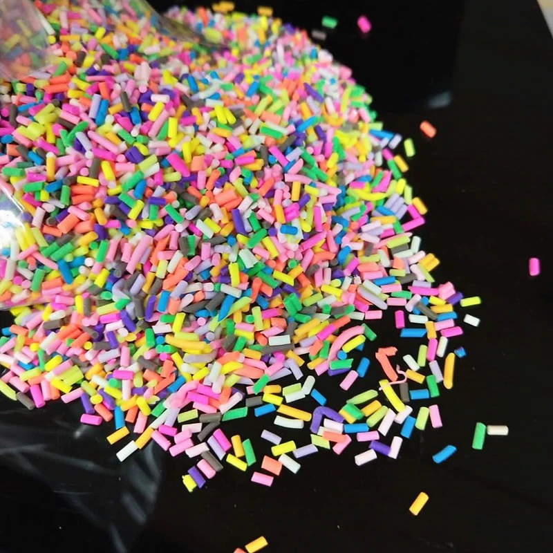 

20g/lot Long Cylindrical Polymer Hot Soft Clay Sprinkles Colorful for DIY Crafts Tiny Cute plastic klei Accessories