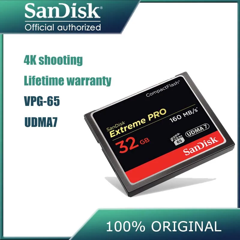 SanDisk Extreme PRO CF карта 32 Гб 64 128 компактный адаптер для флэш карт 160 м/с Высокое