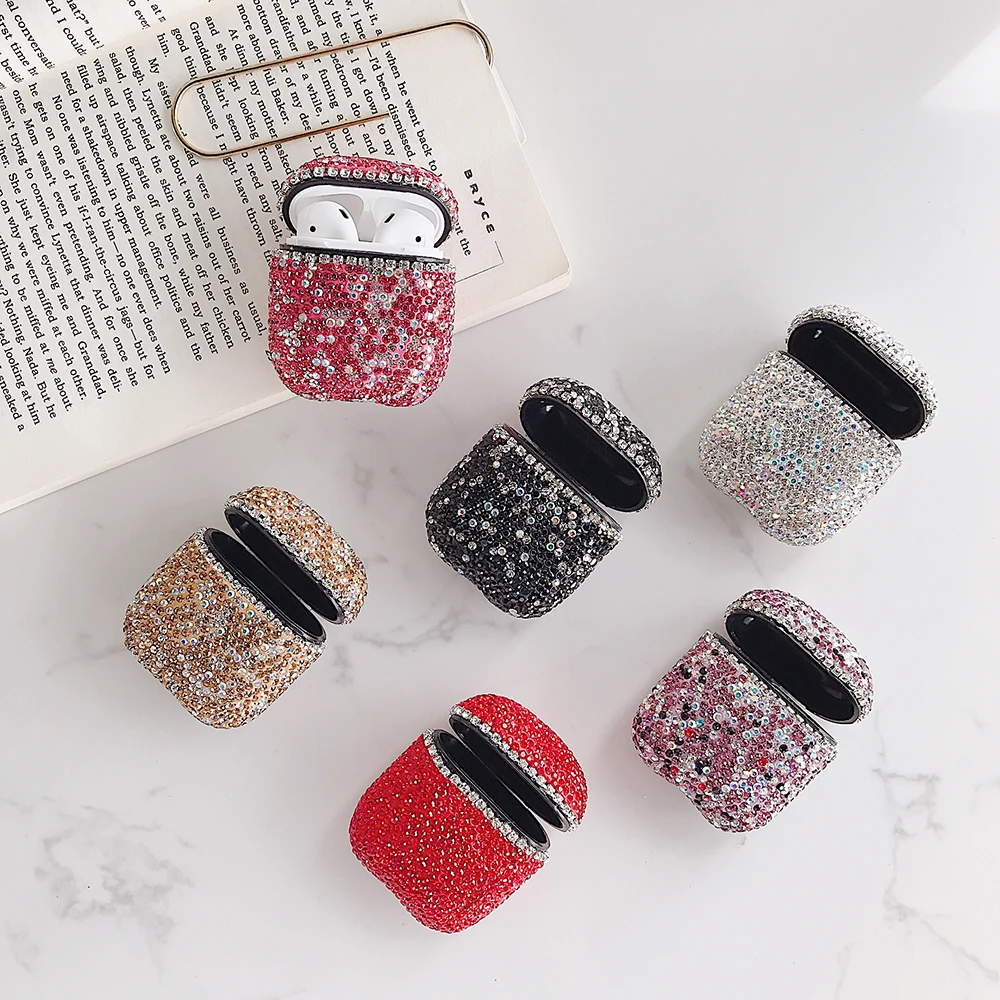

Luxury Bling Diamond Bluetooth Wireless Earphone Case For AirPods Protective Cover Skin Accessory for Apple Airpods Charging Box