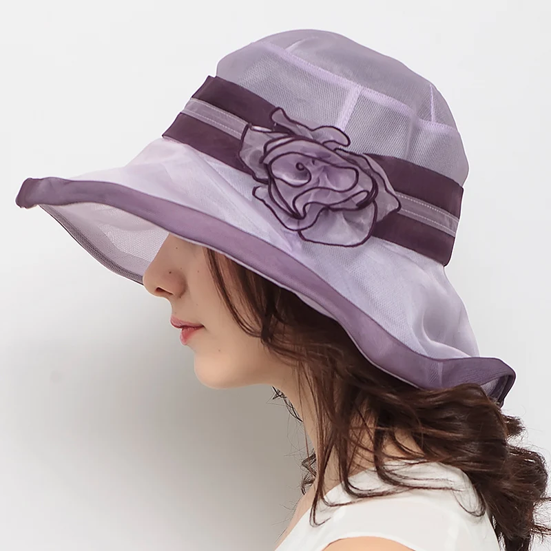Новые брендовые пляжные шляпы, женская летняя шляпа, большой бонграция, шляпа с широкими полями, кружевная шелковая Цветочная шляпа