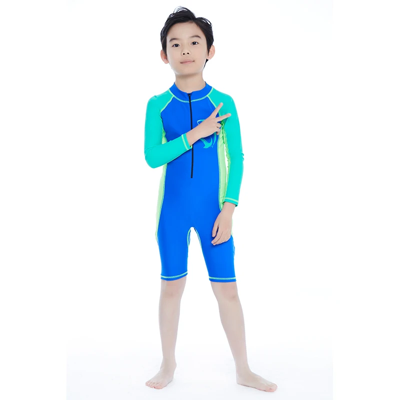 Plus Size 2XL Long Sleeve Kid Swimsuit Boy Girl Swimwear Children One