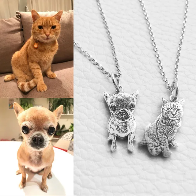 Tanie Niestandardowe Pet Photo naszyjniki wisiorek grawerowane nazwa życzenie 925 Sterling Silver nieśmiertelnik. Zdjęcie biżuteria na zamówienie. Zdjęcie spersonalizowane