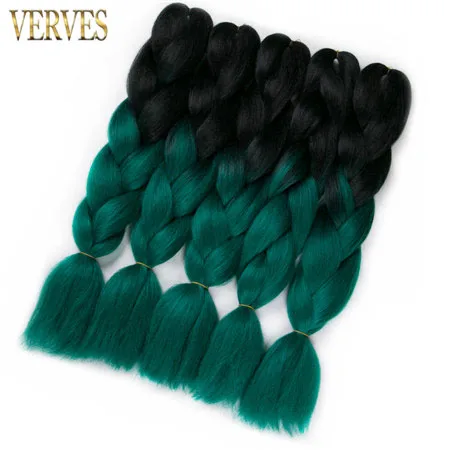 #4 VERVES, Омбре, плетение волос, 100 г/шт., 24 дюйма, 1 шт., синтетический, три, два тона, тепловое волокно, вязанное крючком, огромные косы, наращивание волос - Цвет: #4