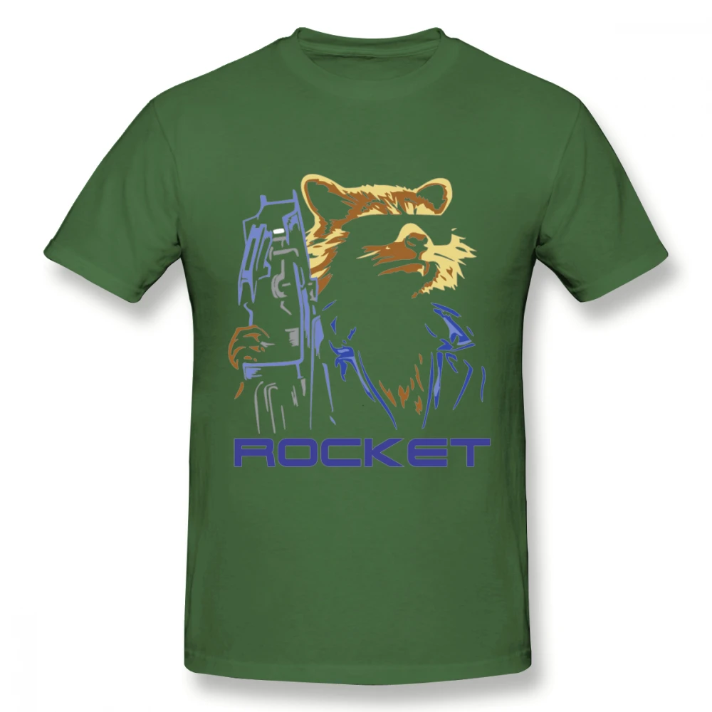 Футболка с рисунком «стражи Галактики», футболка с рисунком «Ракета», «Енот», Homme, футболка для мальчиков в стиле ретро, футболка с круглым вырезом - Цвет: Армейский зеленый