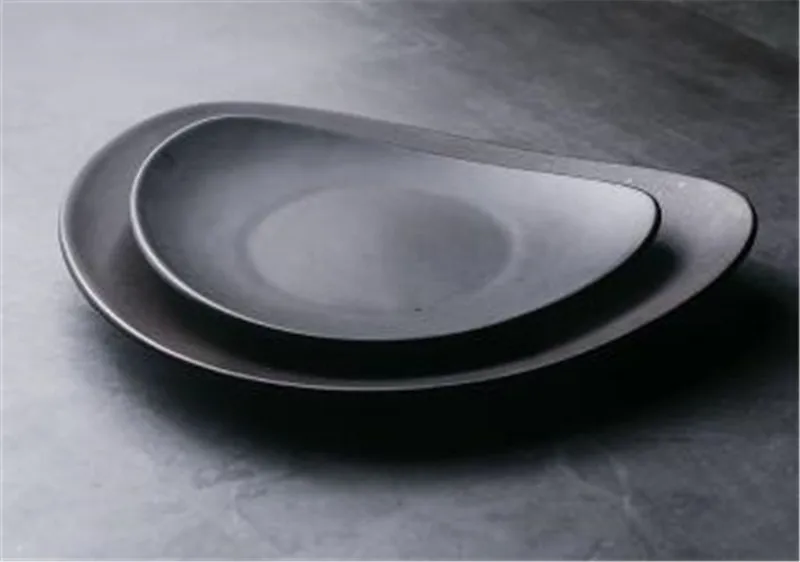 KINGLANG, черная тарелка, тарелка для дома, неправильная Фруктовая тарелка, журнальный столик для гостиной, набор тарелок, простая современная тарелка