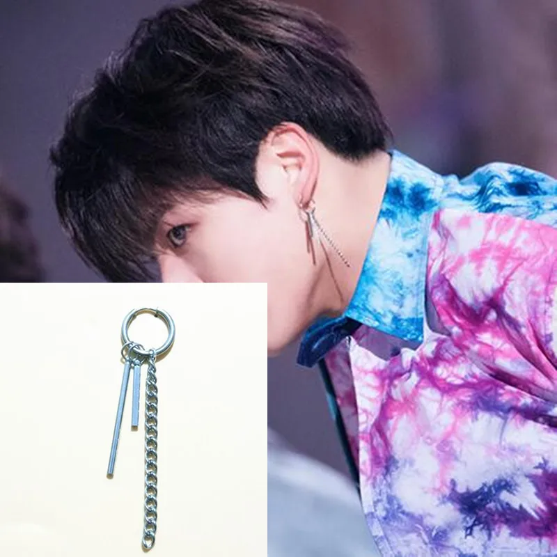 

2018 Fashion Jewelry Korean Bangtan Boys Album V DNA drop Earrings For Women Brincos Pusheen Silver Earrings Accessories 1pc